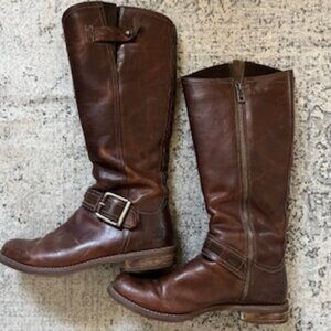 Timberland Tall Leather Tobacco Brown Boots Women's 7